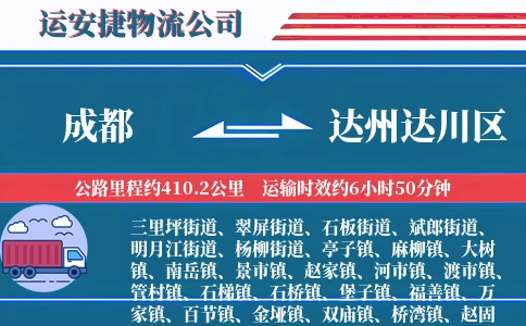 成都到达州达川区物流公司