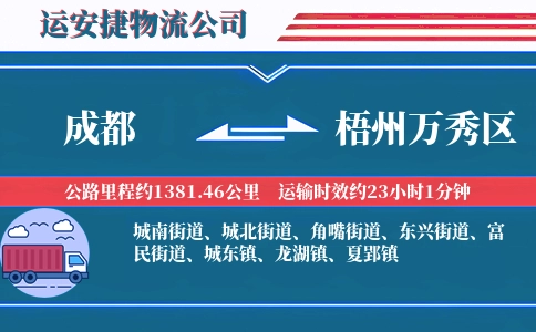 成都到梧州万秀区物流公司