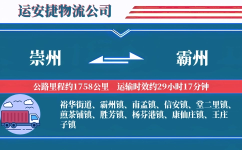 崇州到霸州物流公司