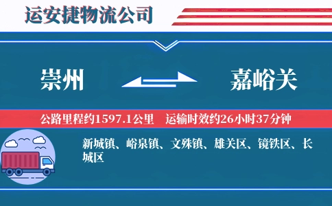 崇州到嘉峪关物流公司