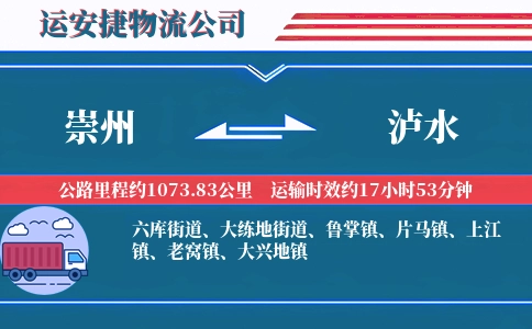 崇州到泸水物流公司