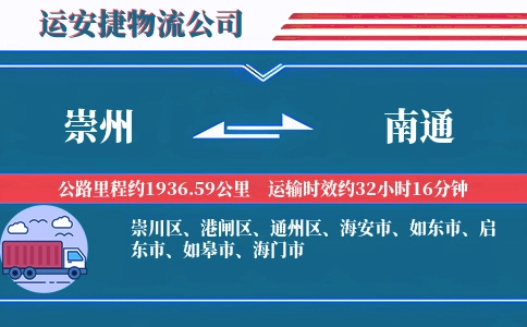 崇州到南通物流公司