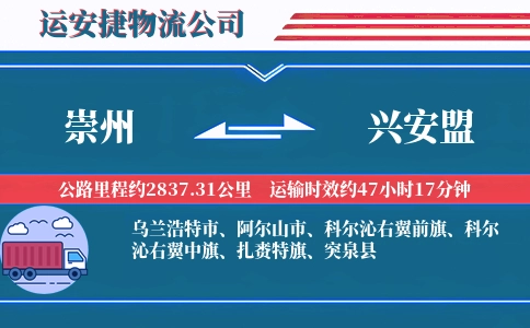 崇州到兴安盟物流公司
