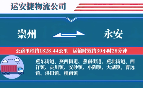 崇州到永安物流公司
