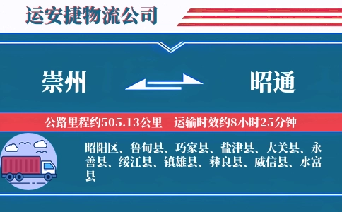 崇州到昭通物流公司