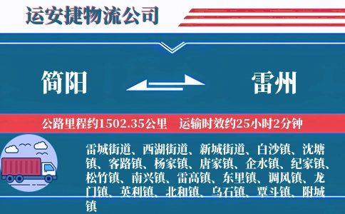 简阳到雷州物流公司