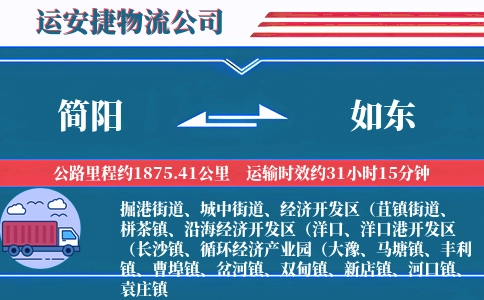 简阳到如东物流公司