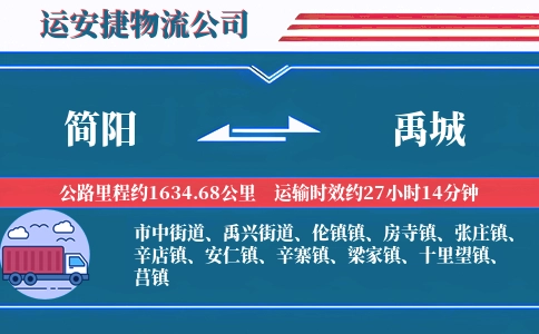 简阳到禹城物流公司