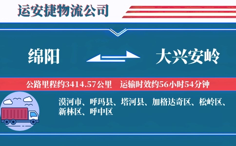 绵阳到大兴安岭物流公司
