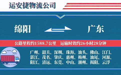 绵阳到广东物流公司