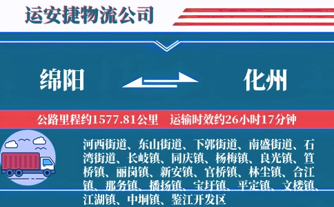 绵阳到化州物流公司