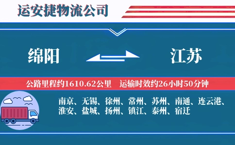 绵阳到江苏物流公司