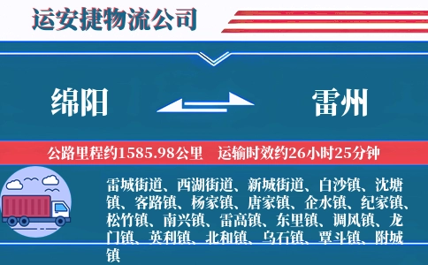 绵阳到雷州物流公司