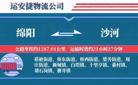 绵阳到沙河物流公司