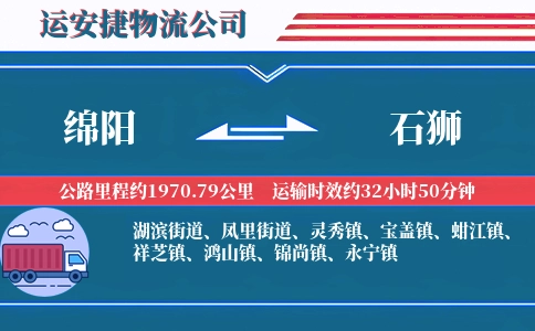 绵阳到石狮物流公司