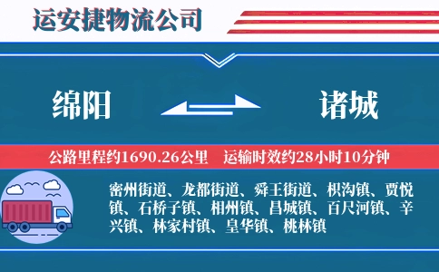 绵阳到诸城物流公司