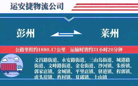 彭州到莱州物流公司
