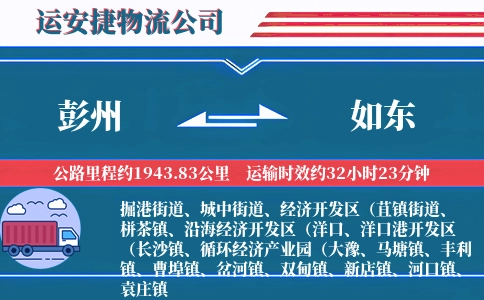 彭州到如东物流公司