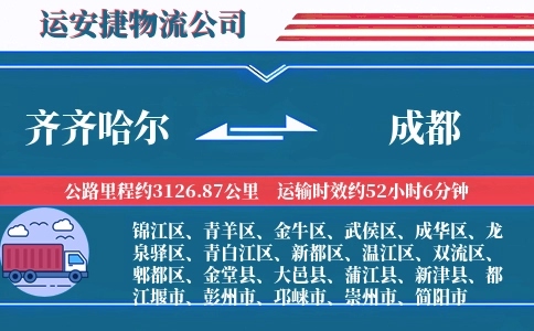 齐齐哈尔到成都物流公司